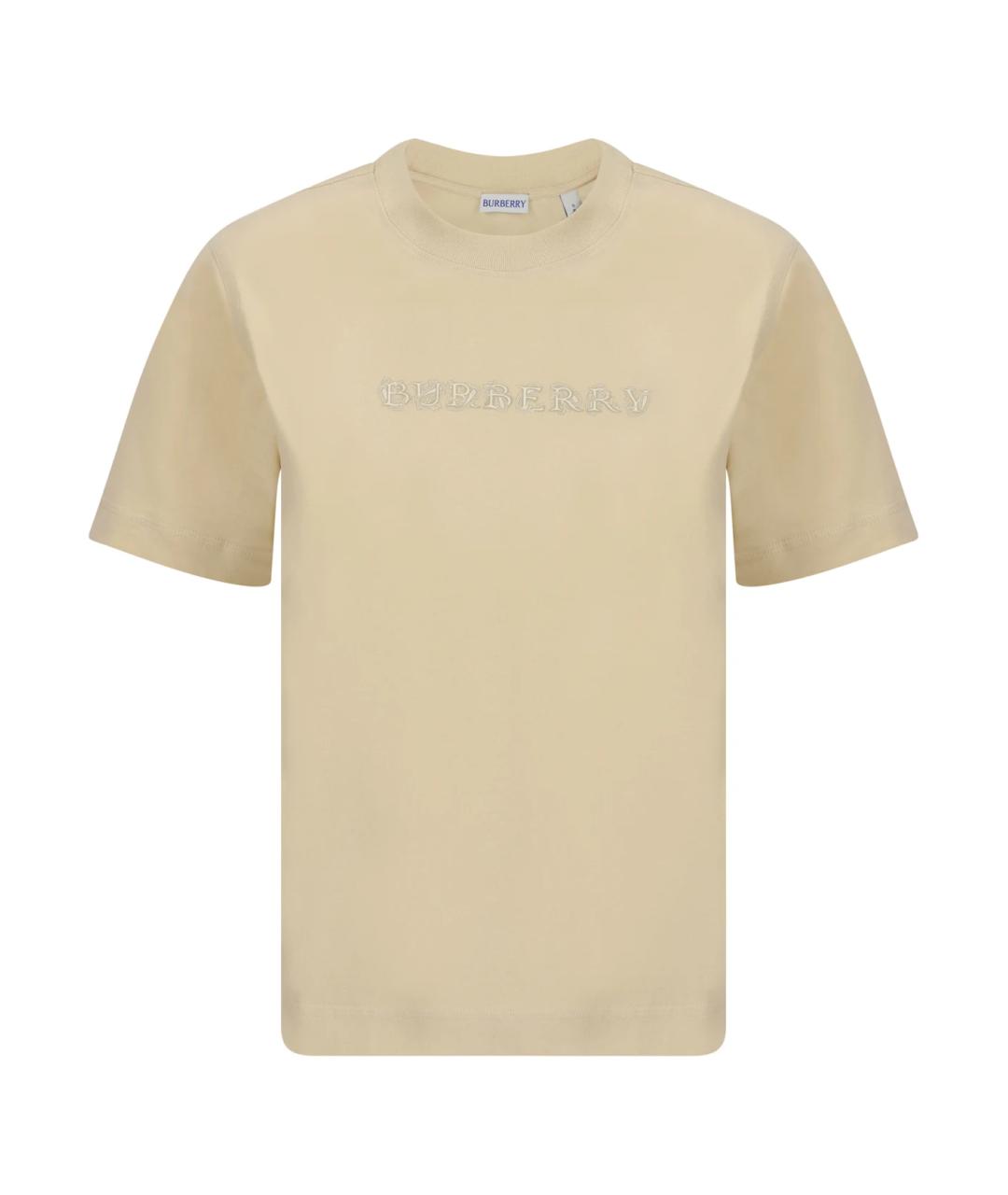 BURBERRY Бежевая хлопковая футболка, фото 1