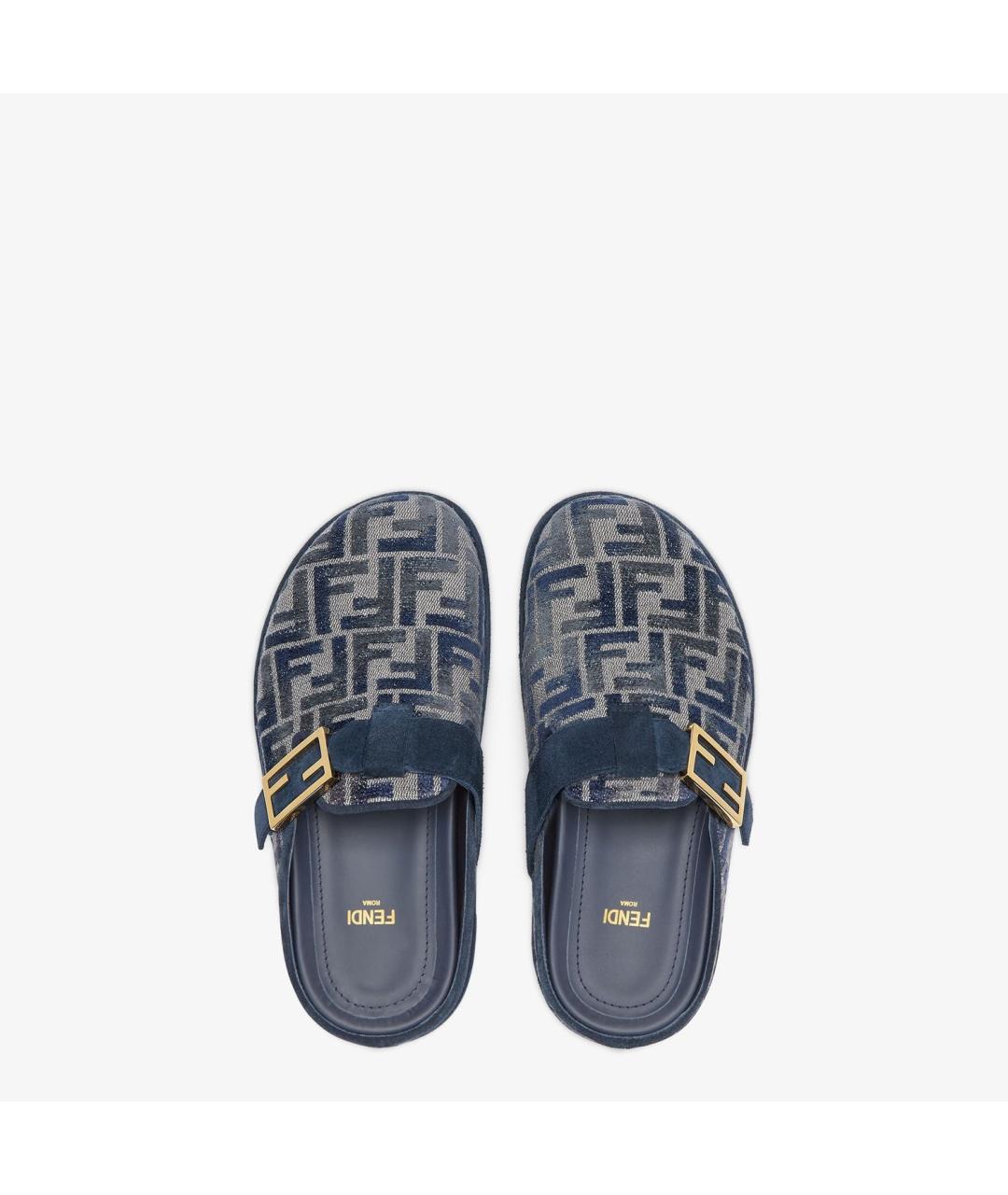 FENDI Синие текстильные мюли, фото 2