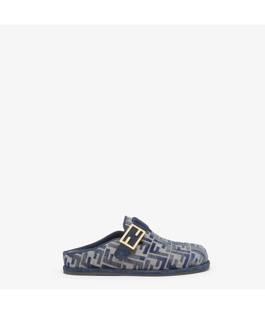 FENDI Синие текстильные мюли, фото 4