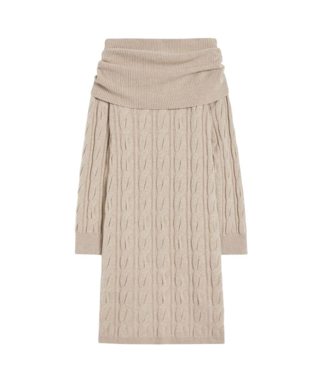 MAX MARA STUDIO Бежевое кашемировое повседневное платье, фото 1