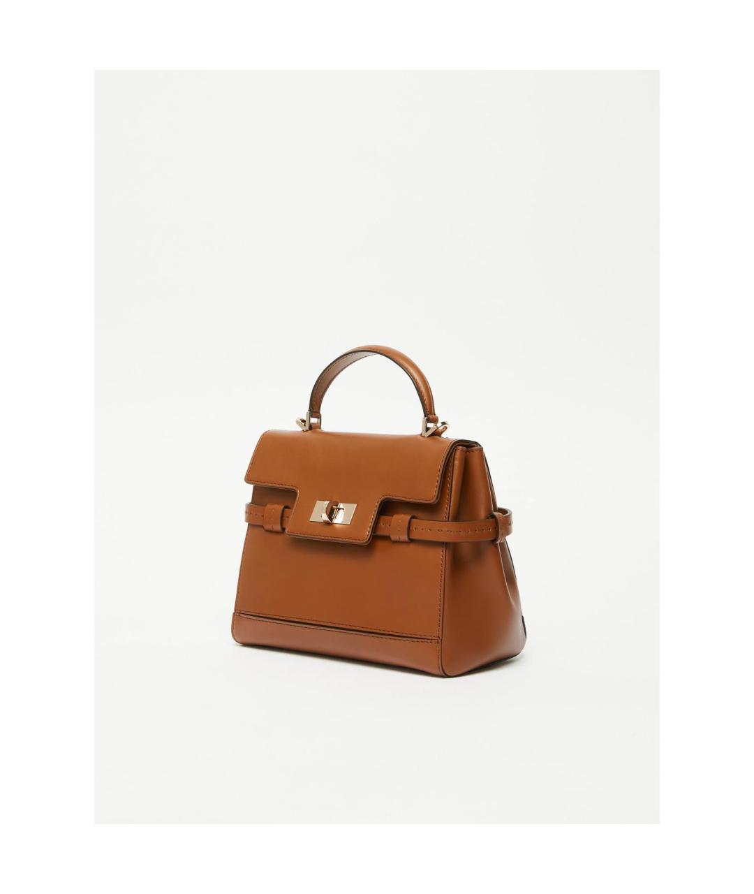 MAX MARA Коричневая кожаная сумка с короткими ручками, фото 2