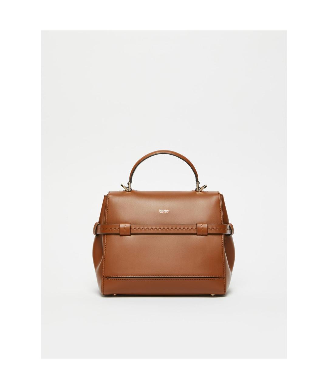 MAX MARA Коричневая кожаная сумка с короткими ручками, фото 3