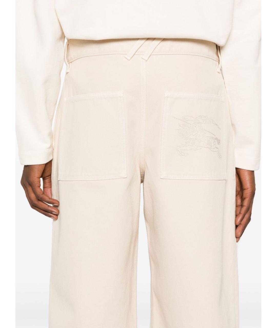 BURBERRY Бежевые хлопковые повседневные брюки, фото 5