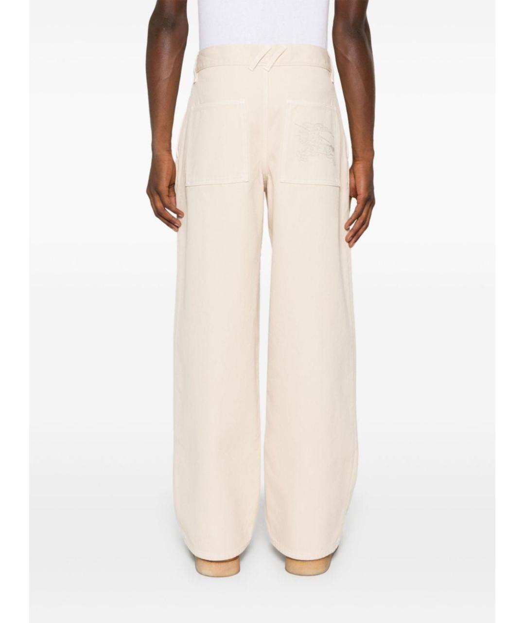 BURBERRY Бежевые хлопковые повседневные брюки, фото 4