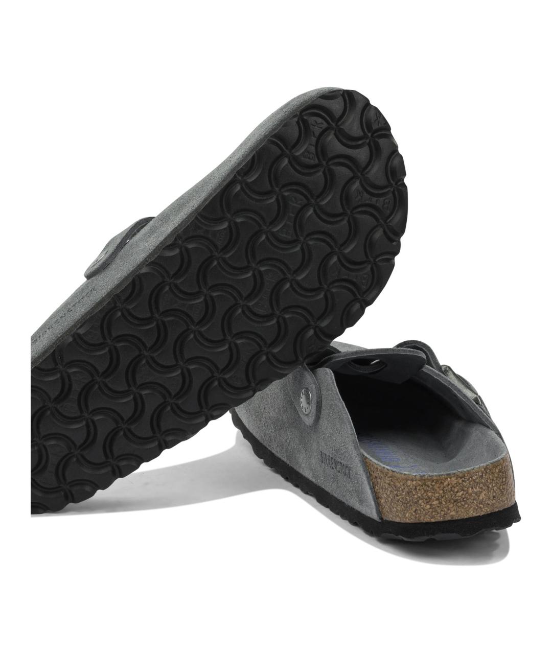 BIRKENSTOCK Серые кожаные сабо, фото 5