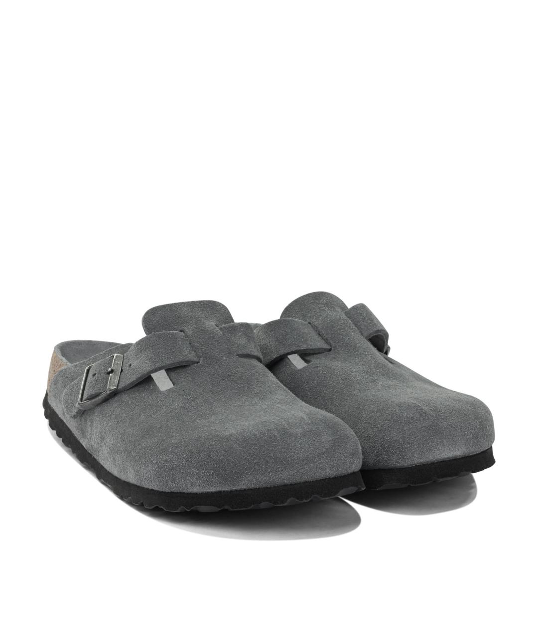 BIRKENSTOCK Серые кожаные сабо, фото 2