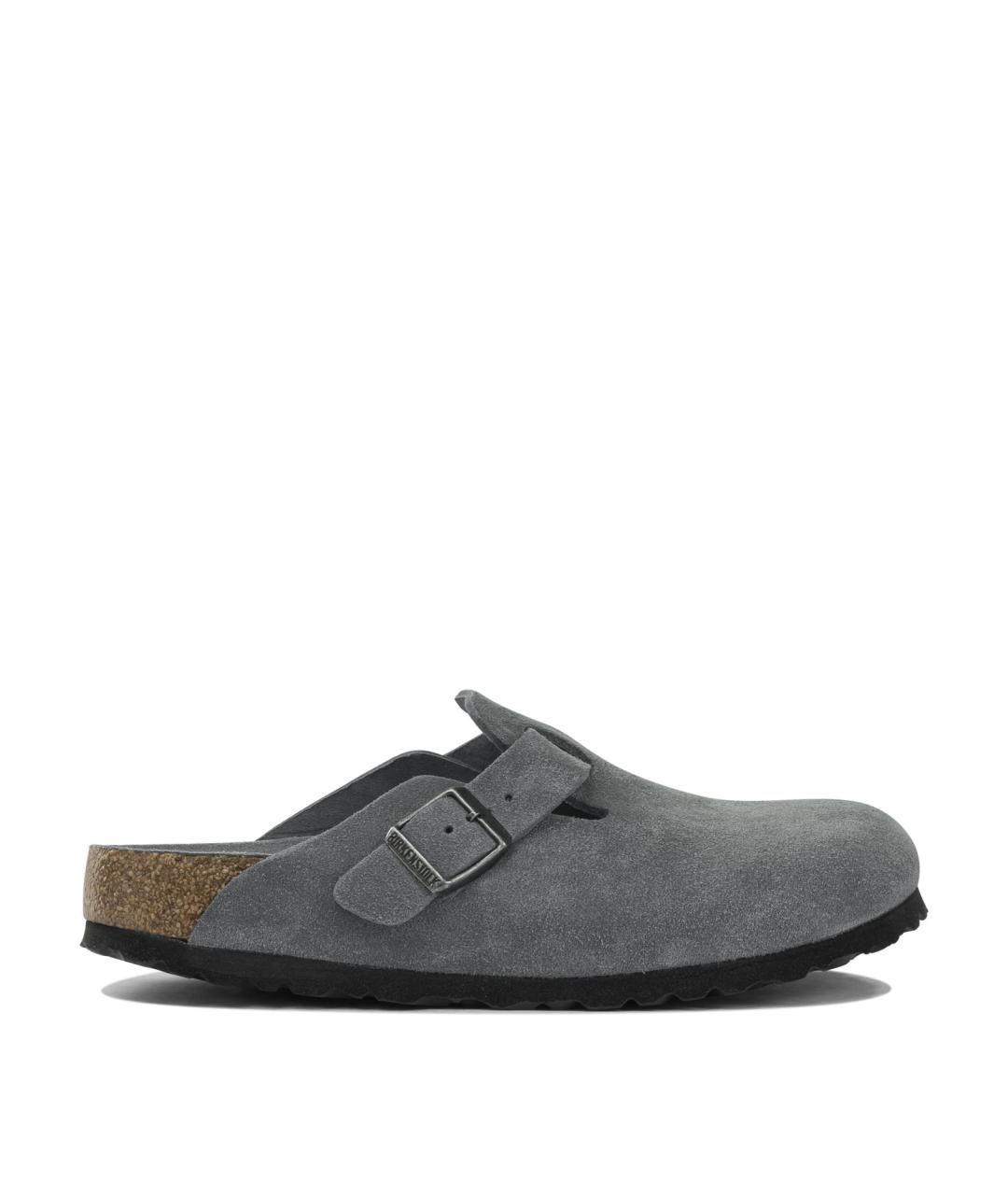 BIRKENSTOCK Серые кожаные сабо, фото 1
