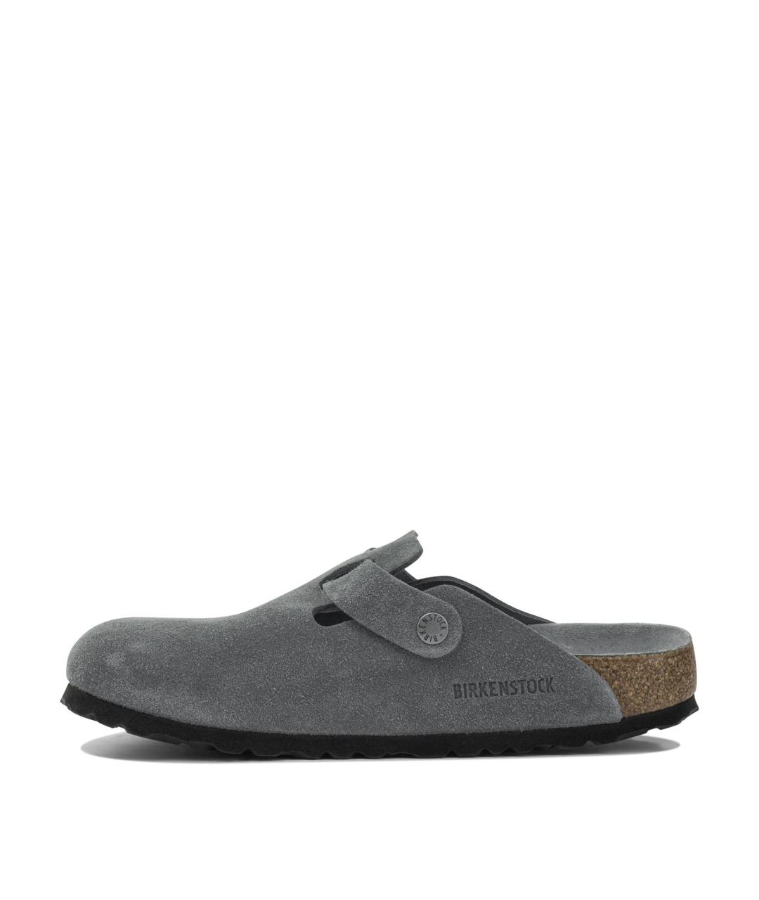 BIRKENSTOCK Серые кожаные сабо, фото 3