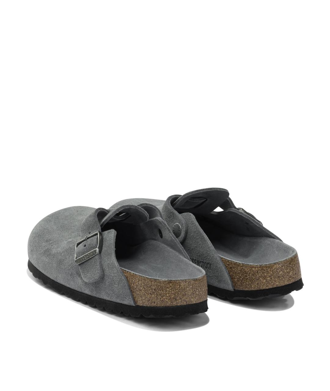 BIRKENSTOCK Серые кожаные сабо, фото 4