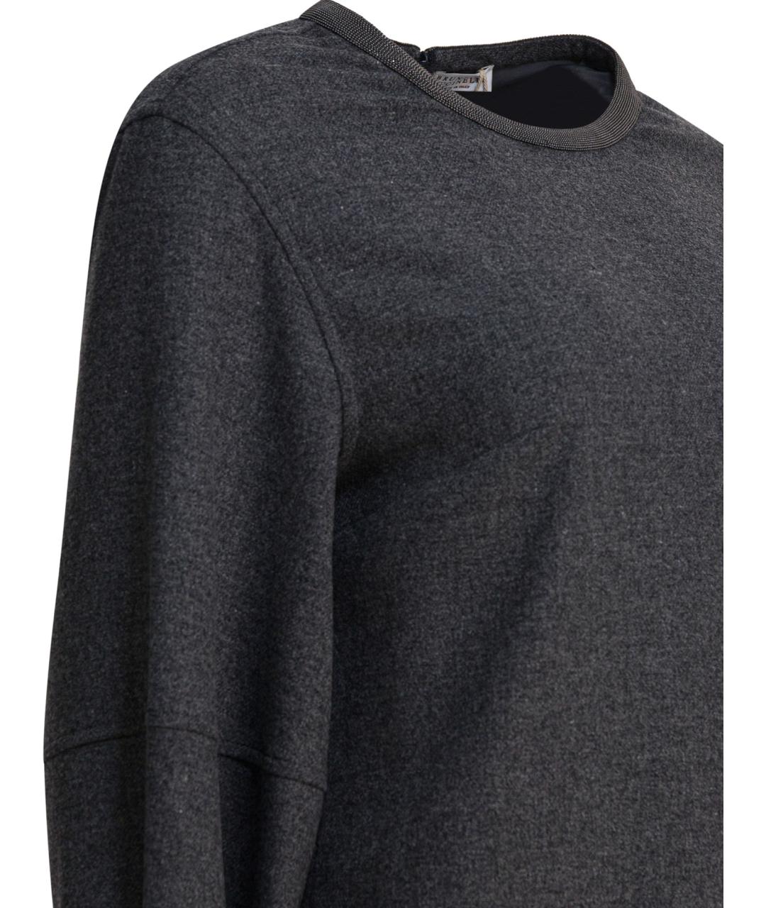 BRUNELLO CUCINELLI Антрацитовое шерстяное повседневное платье, фото 4
