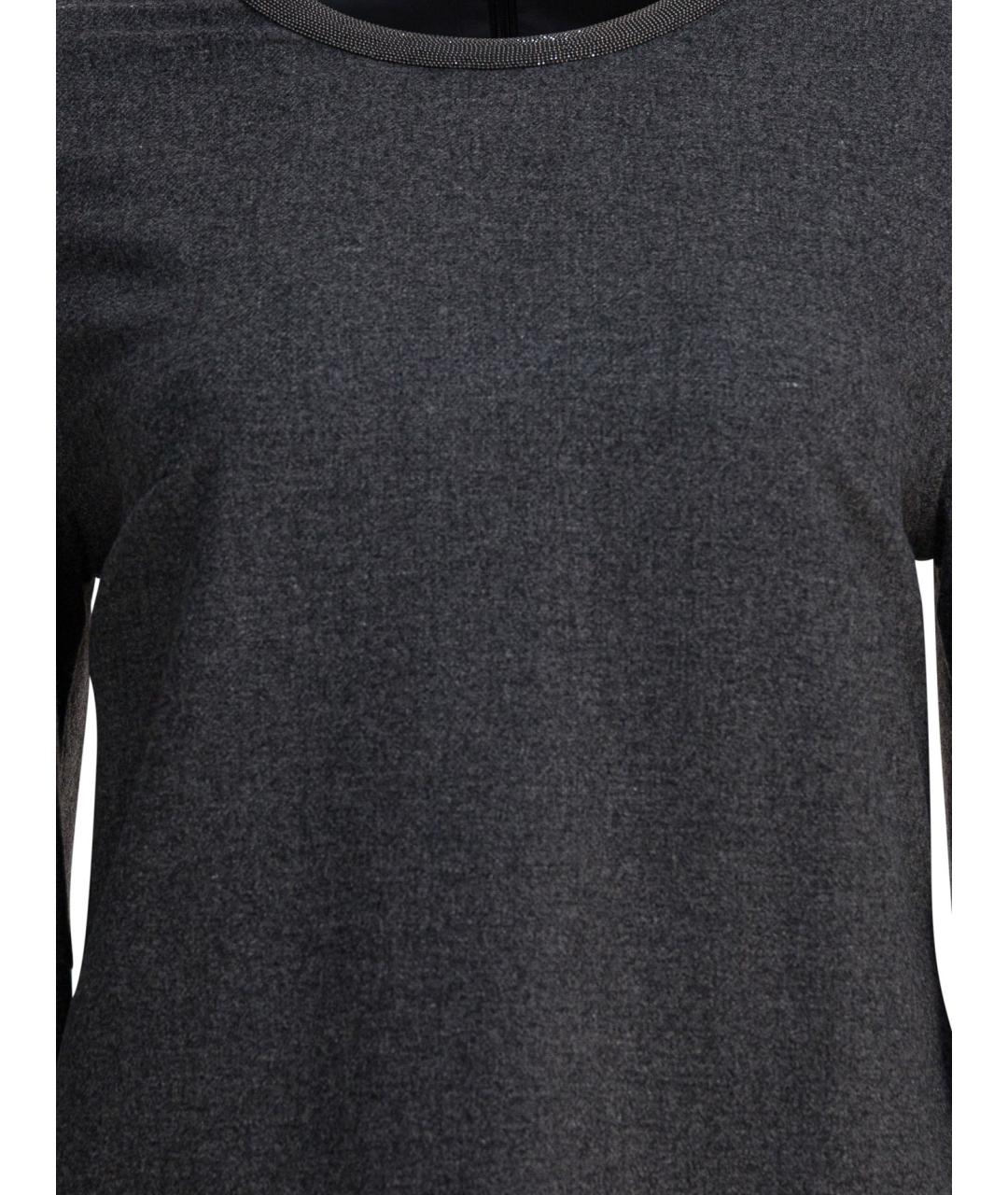 BRUNELLO CUCINELLI Антрацитовое шерстяное повседневное платье, фото 3