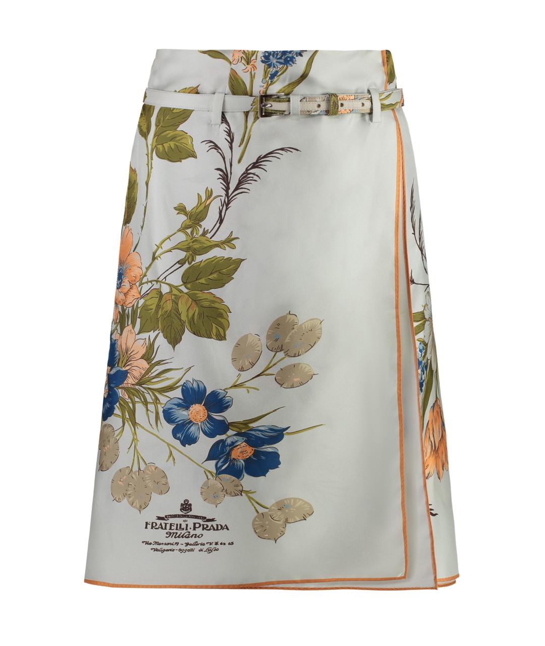 PRADA Мульти шелковая юбка миди, фото 1