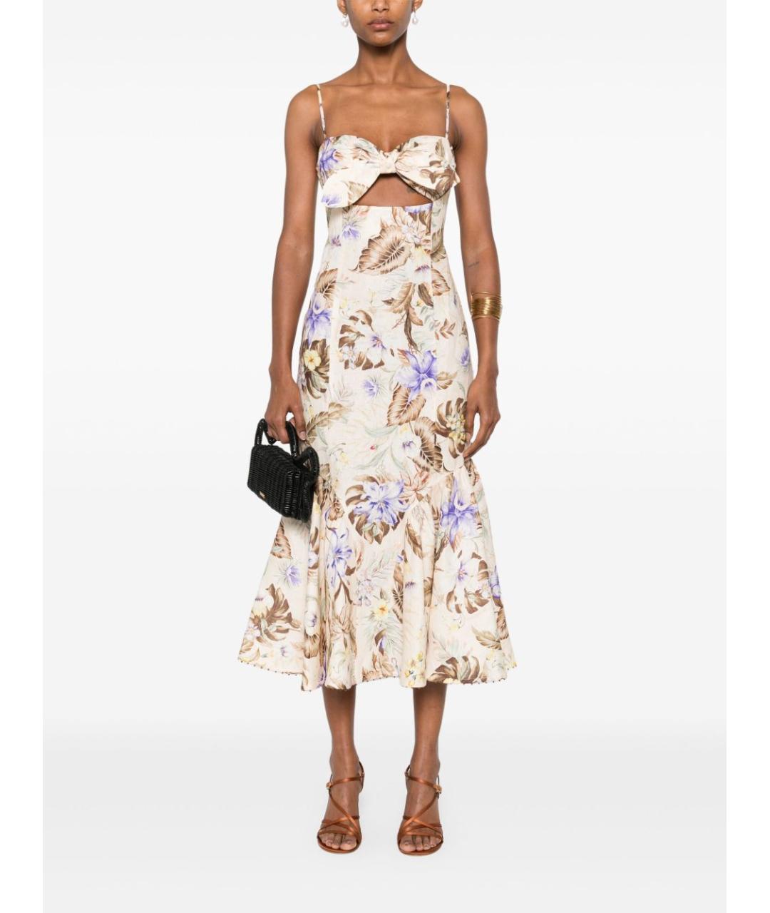 ZIMMERMANN Мульти льняное повседневное платье, фото 2