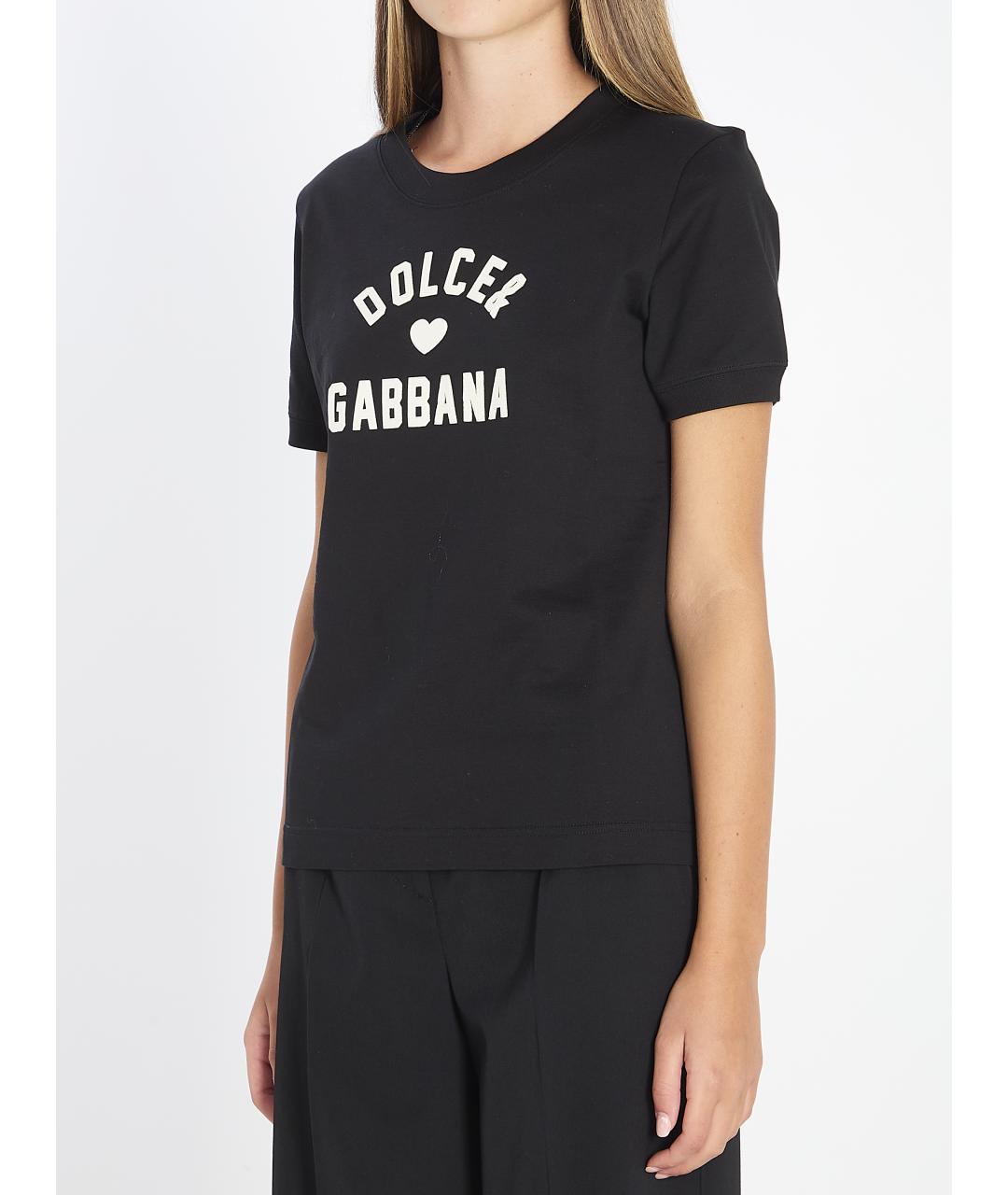 DOLCE&GABBANA Черная хлопковая футболка, фото 3