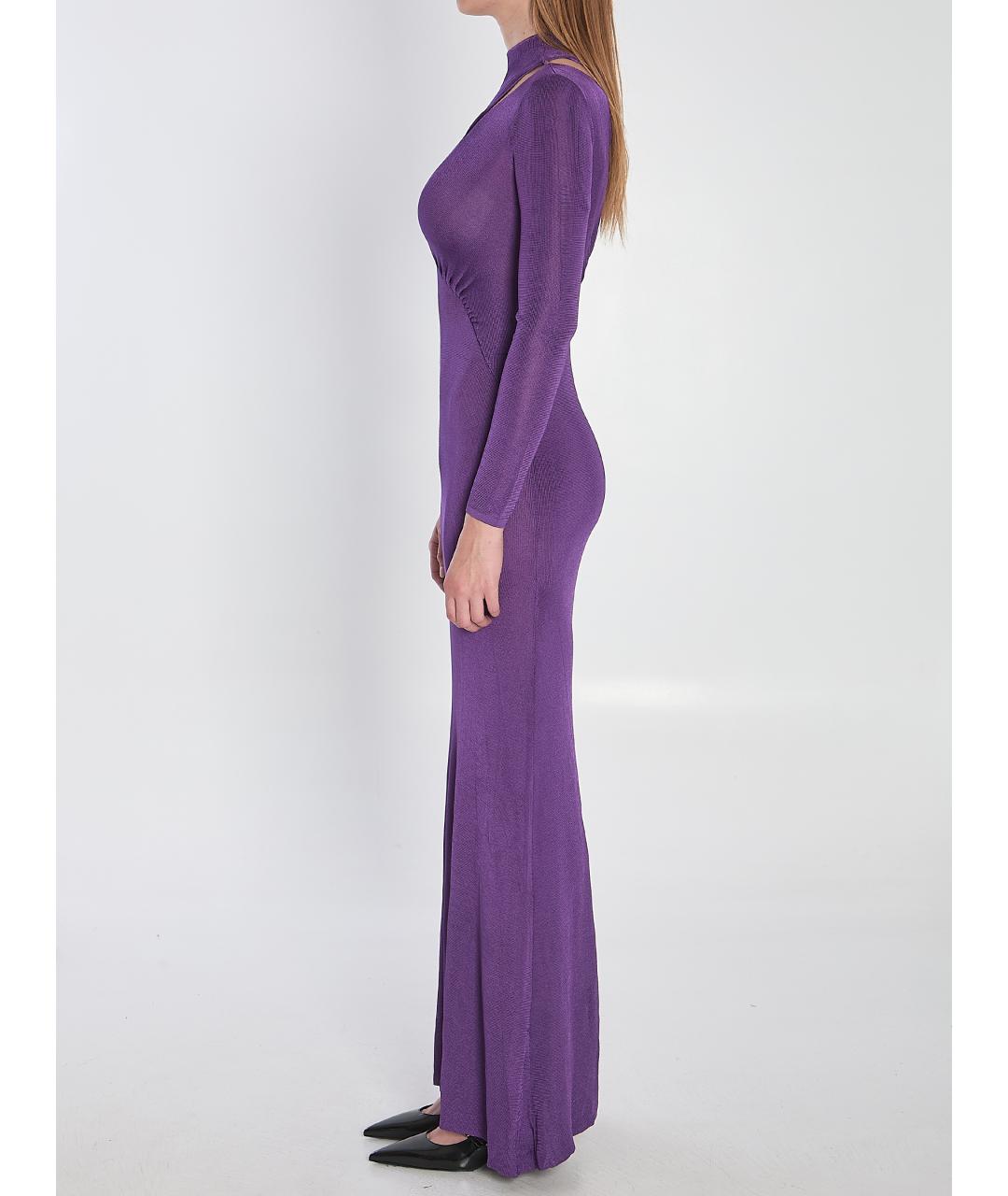 SELF-PORTRAIT Фиолетовое вискозное вечернее платье, фото 4