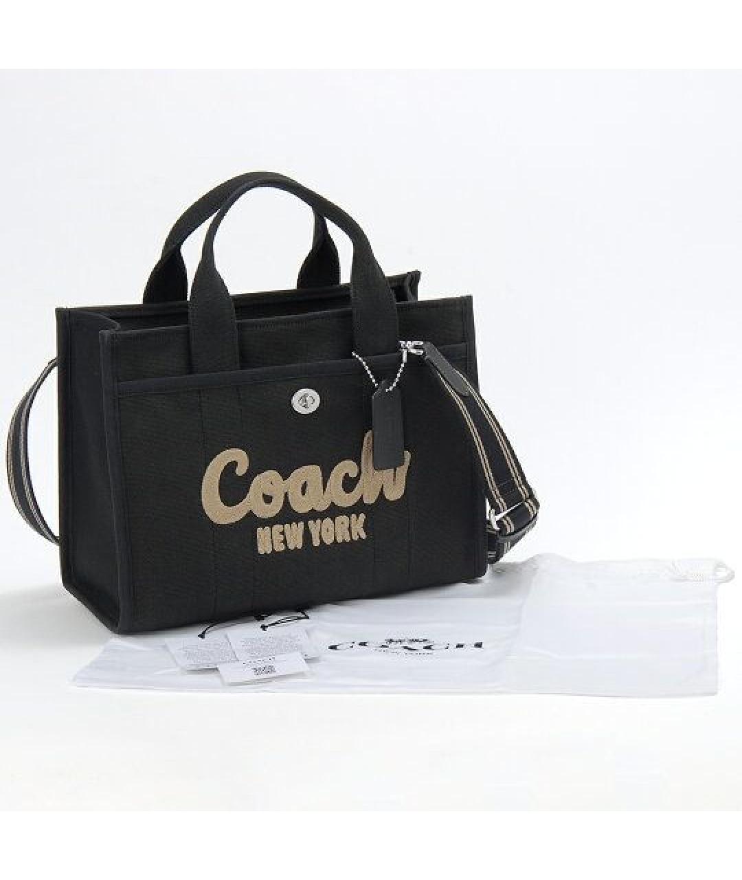 COACH Черная синтетическая сумка тоут, фото 4
