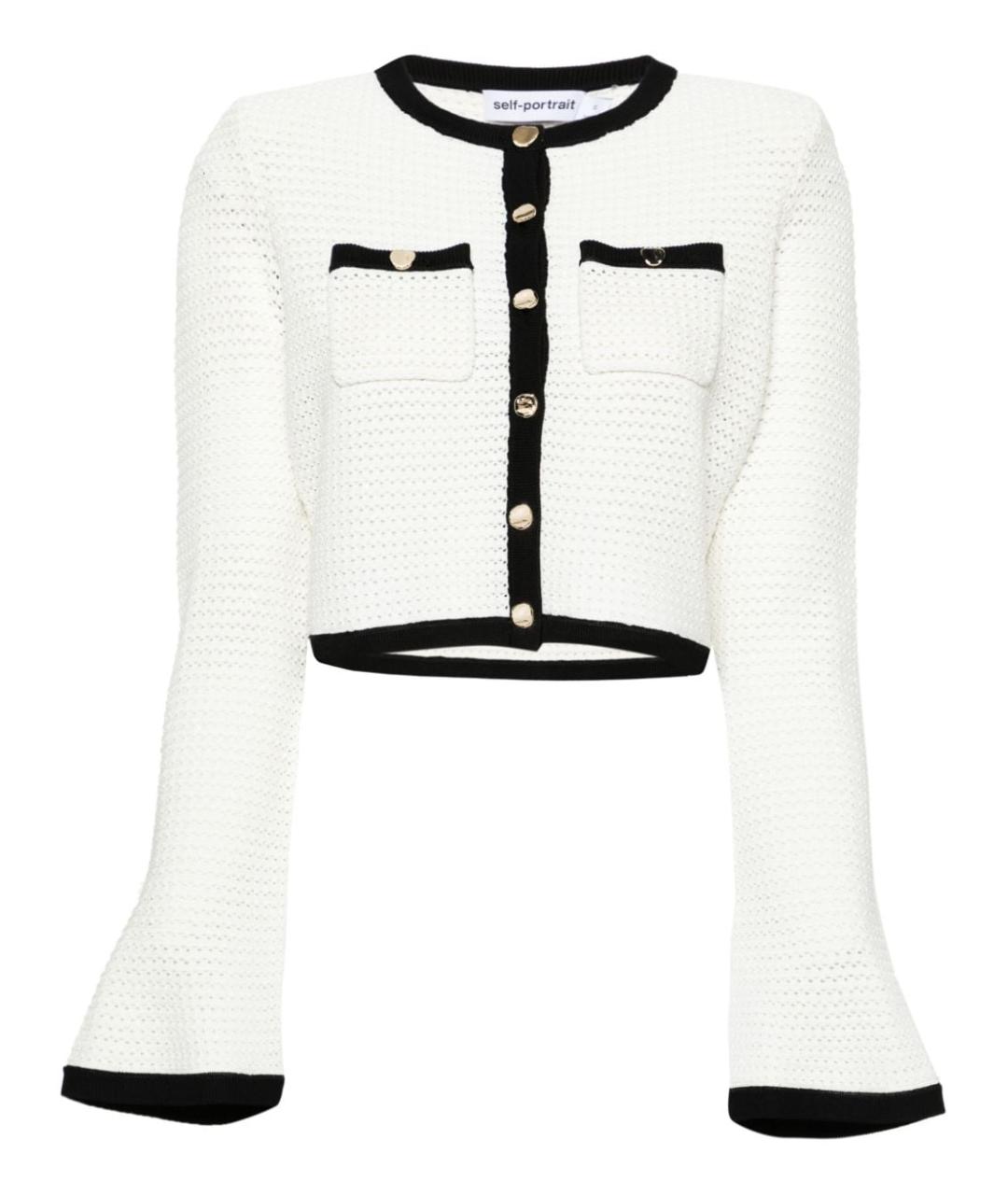 SELF-PORTRAIT Белый вискозный кардиган, фото 1