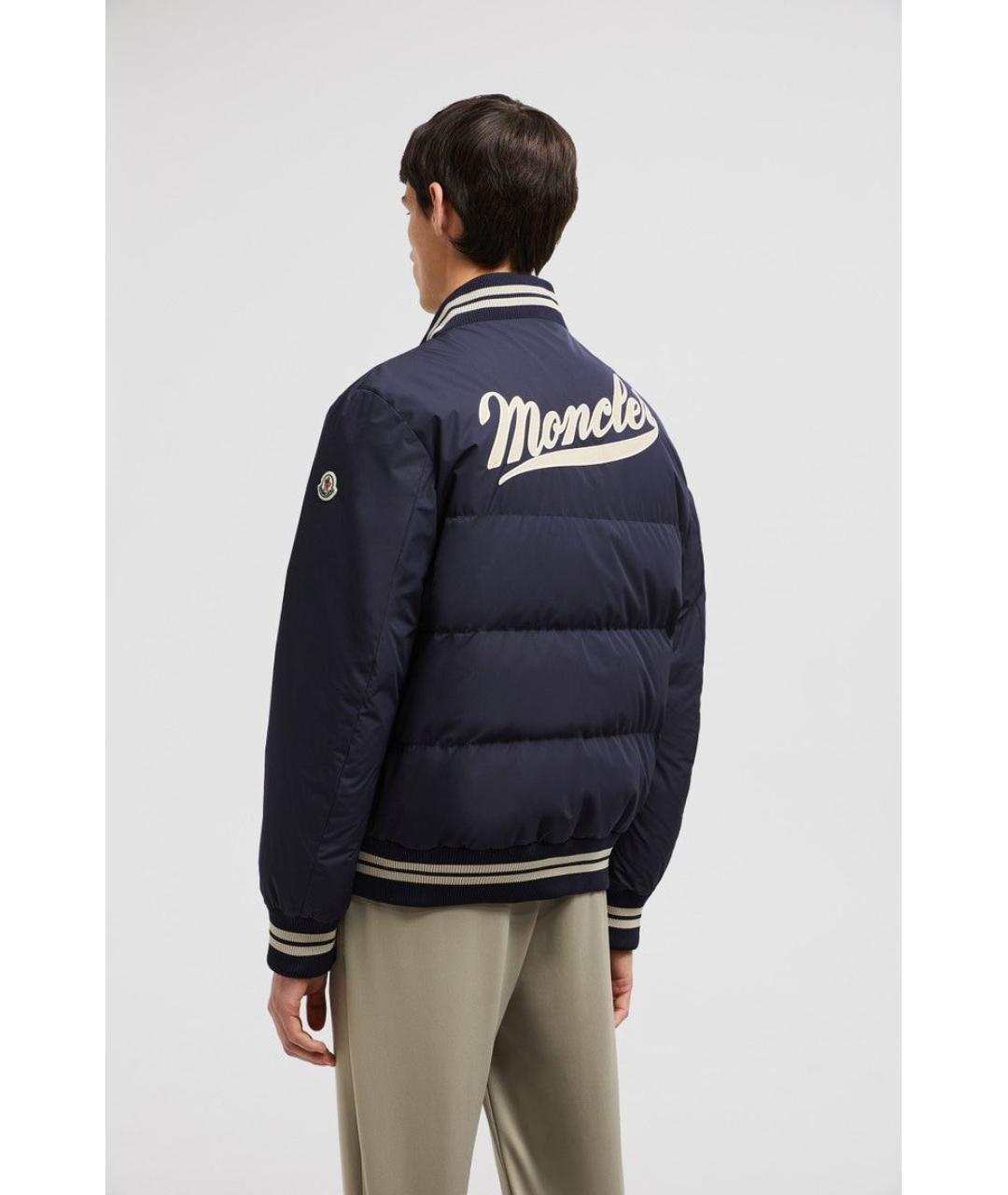 MONCLER Синяя полиэстеровая куртка, фото 4