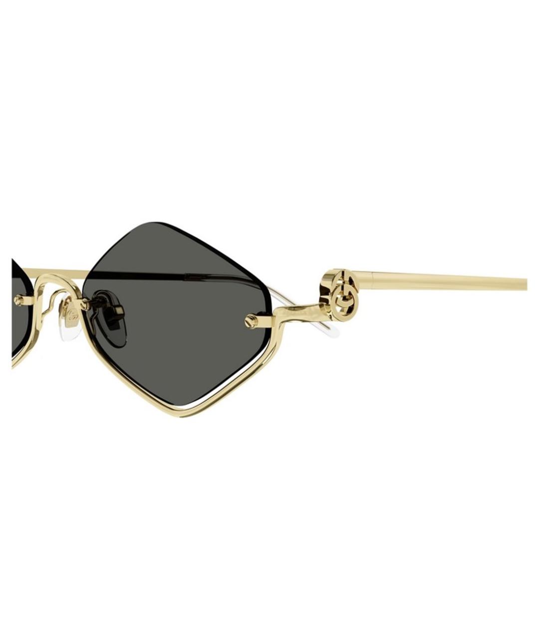 GUCCI Золотые металлические солнцезащитные очки, фото 3