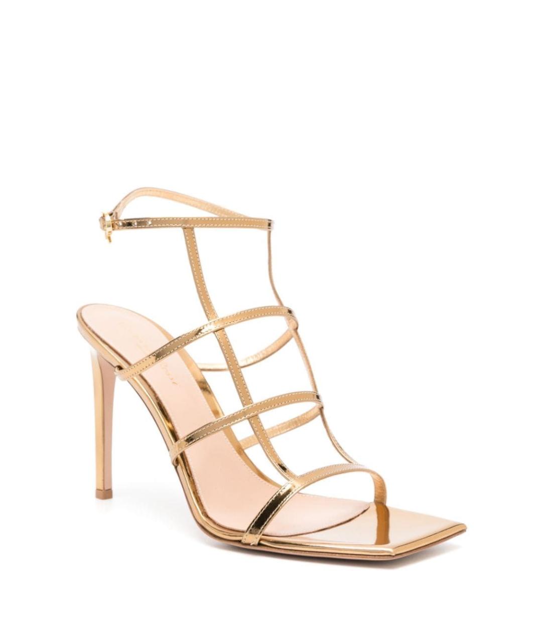 GIANVITO ROSSI Золотые кожаные туфли, фото 2