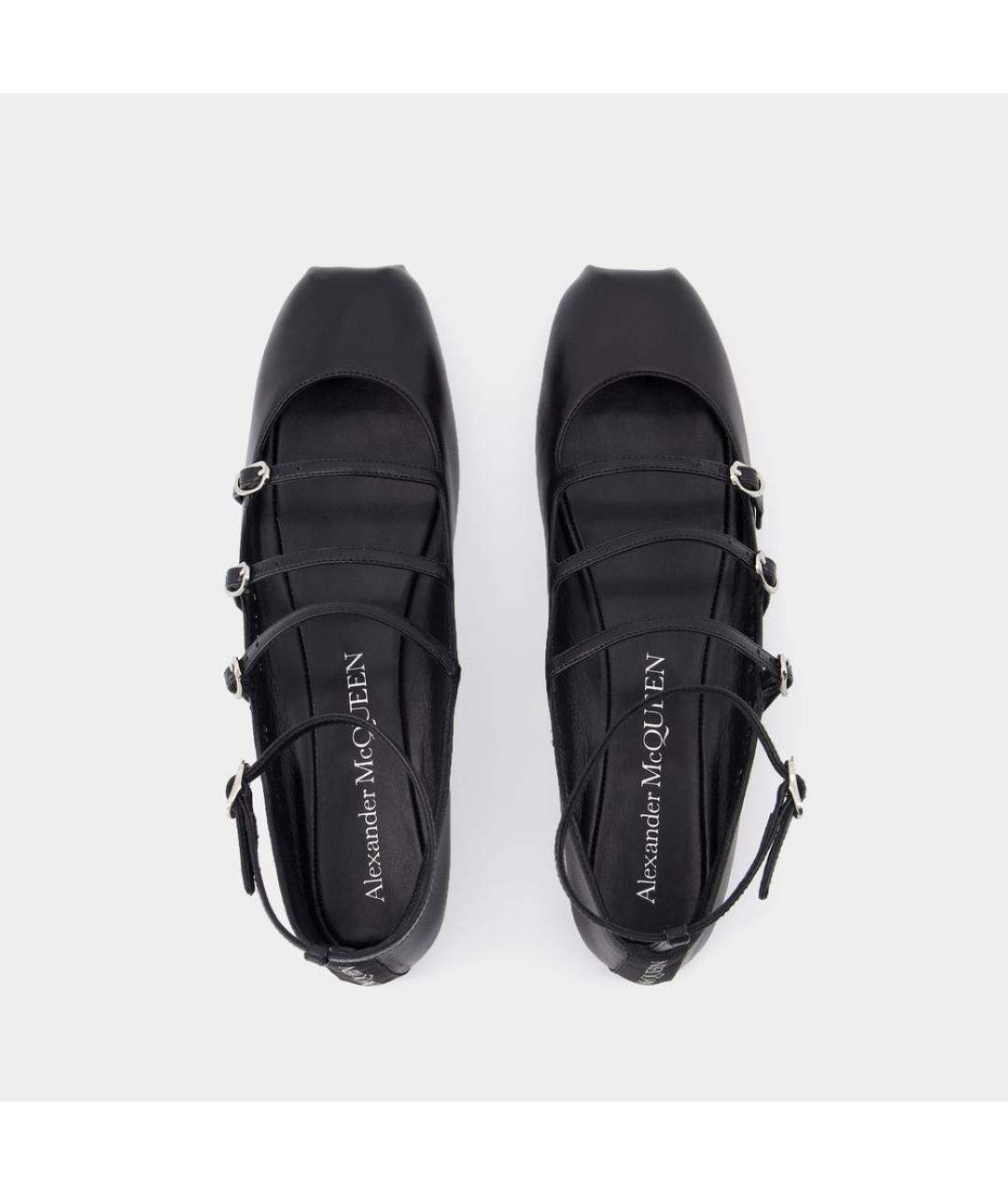 ALEXANDER MCQUEEN Черные кожаные балетки, фото 4