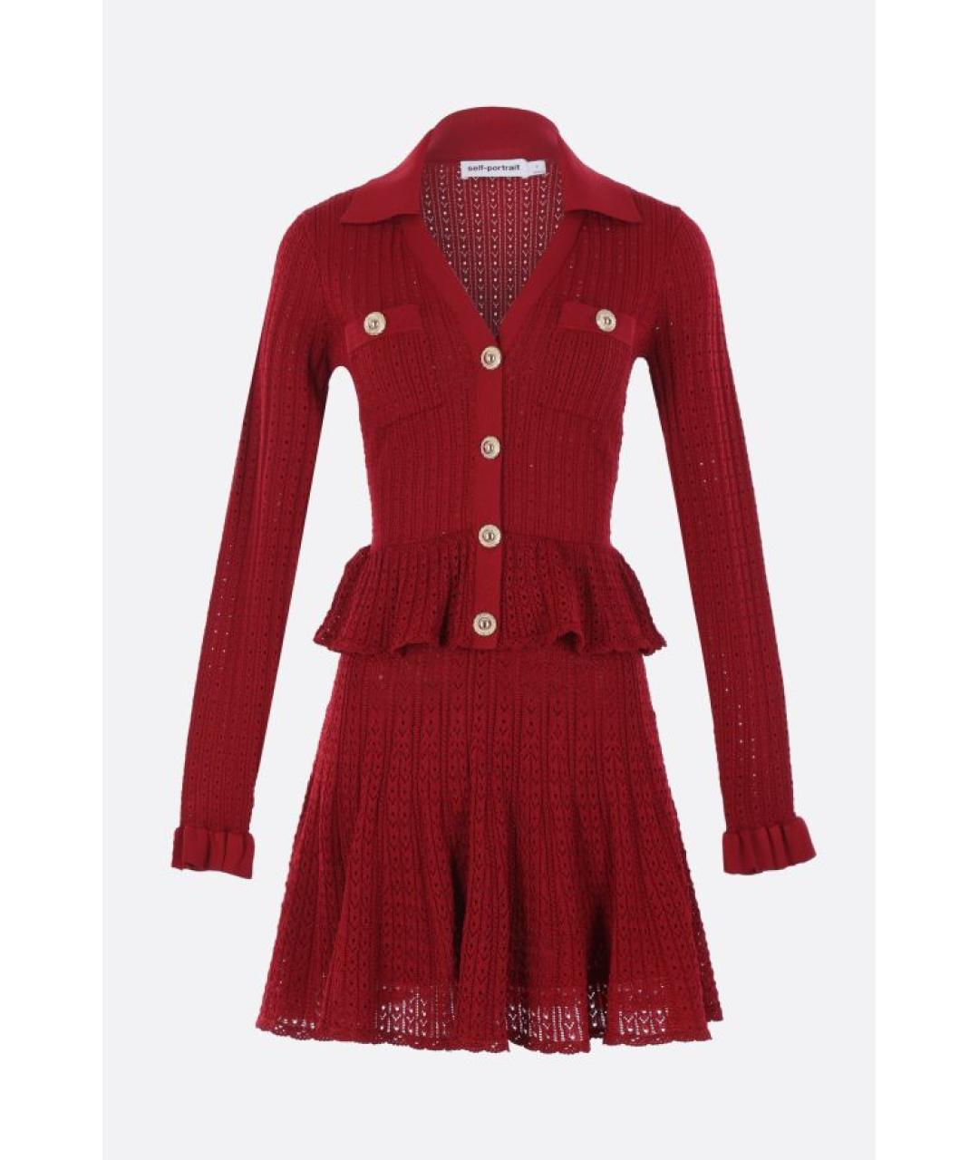 SELF-PORTRAIT Красное вискозное повседневное платье, фото 5