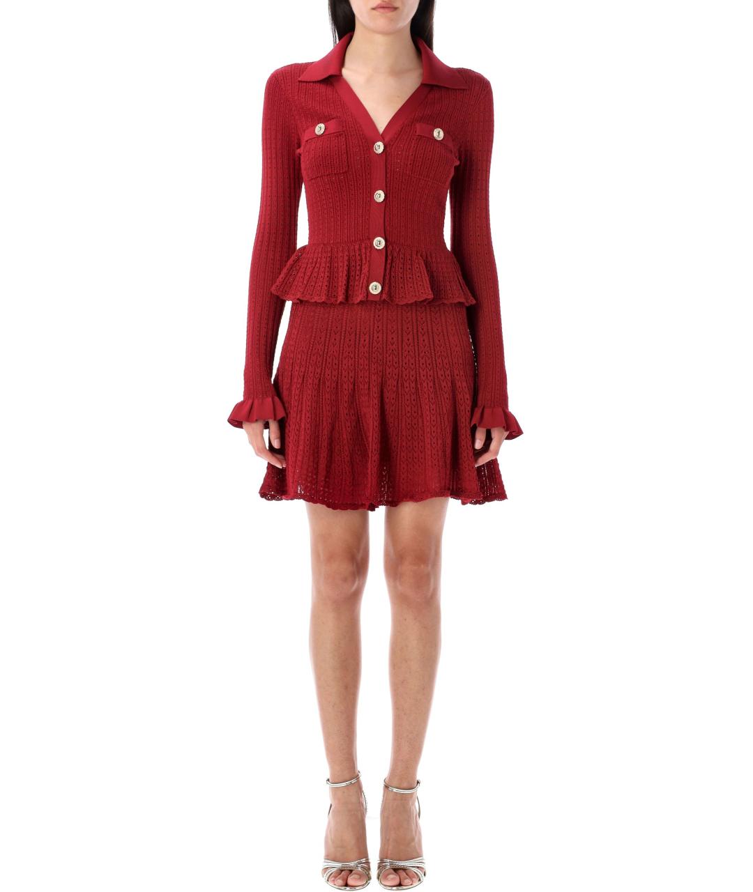 SELF-PORTRAIT Красное вискозное повседневное платье, фото 2