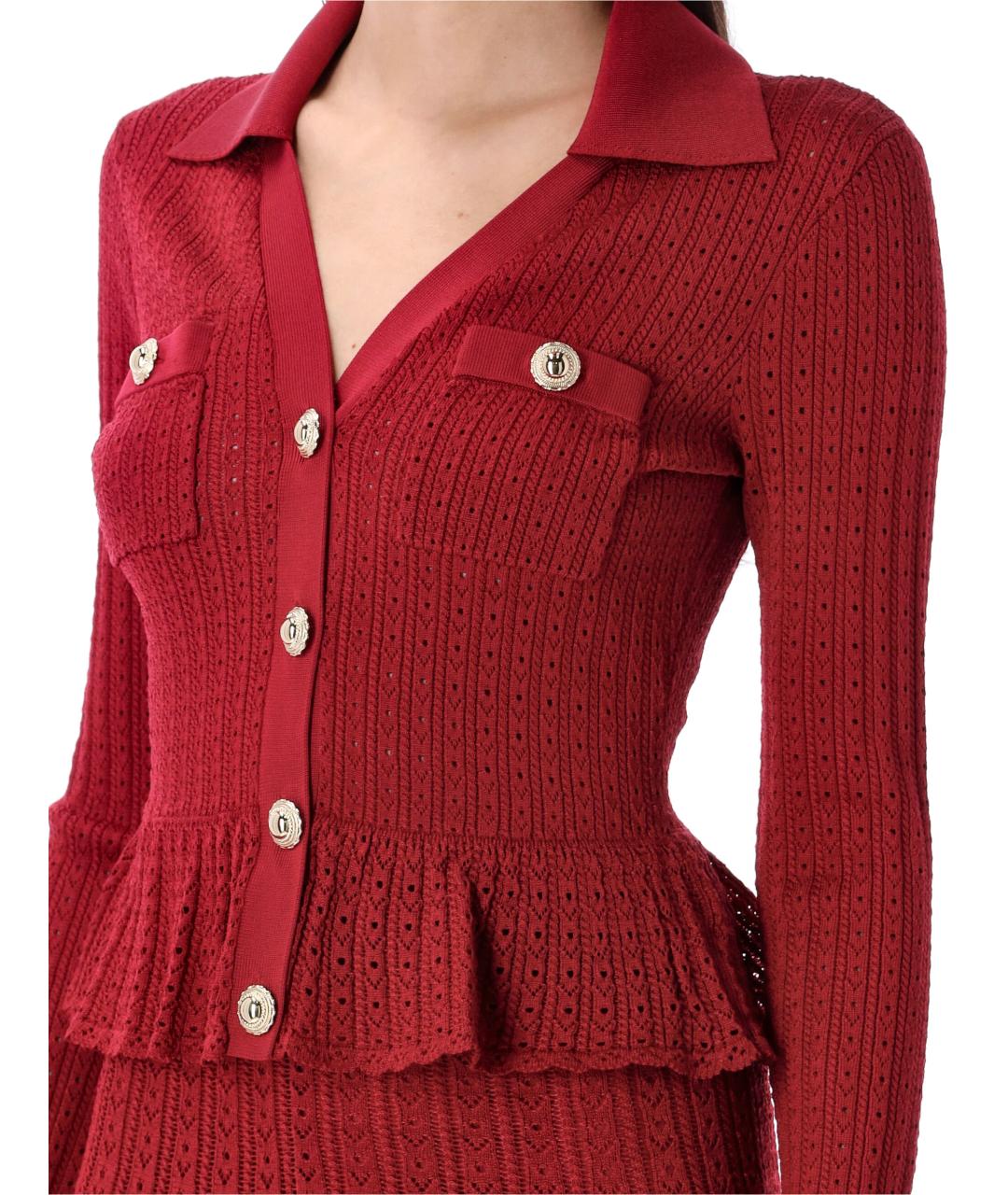 SELF-PORTRAIT Красное вискозное повседневное платье, фото 4