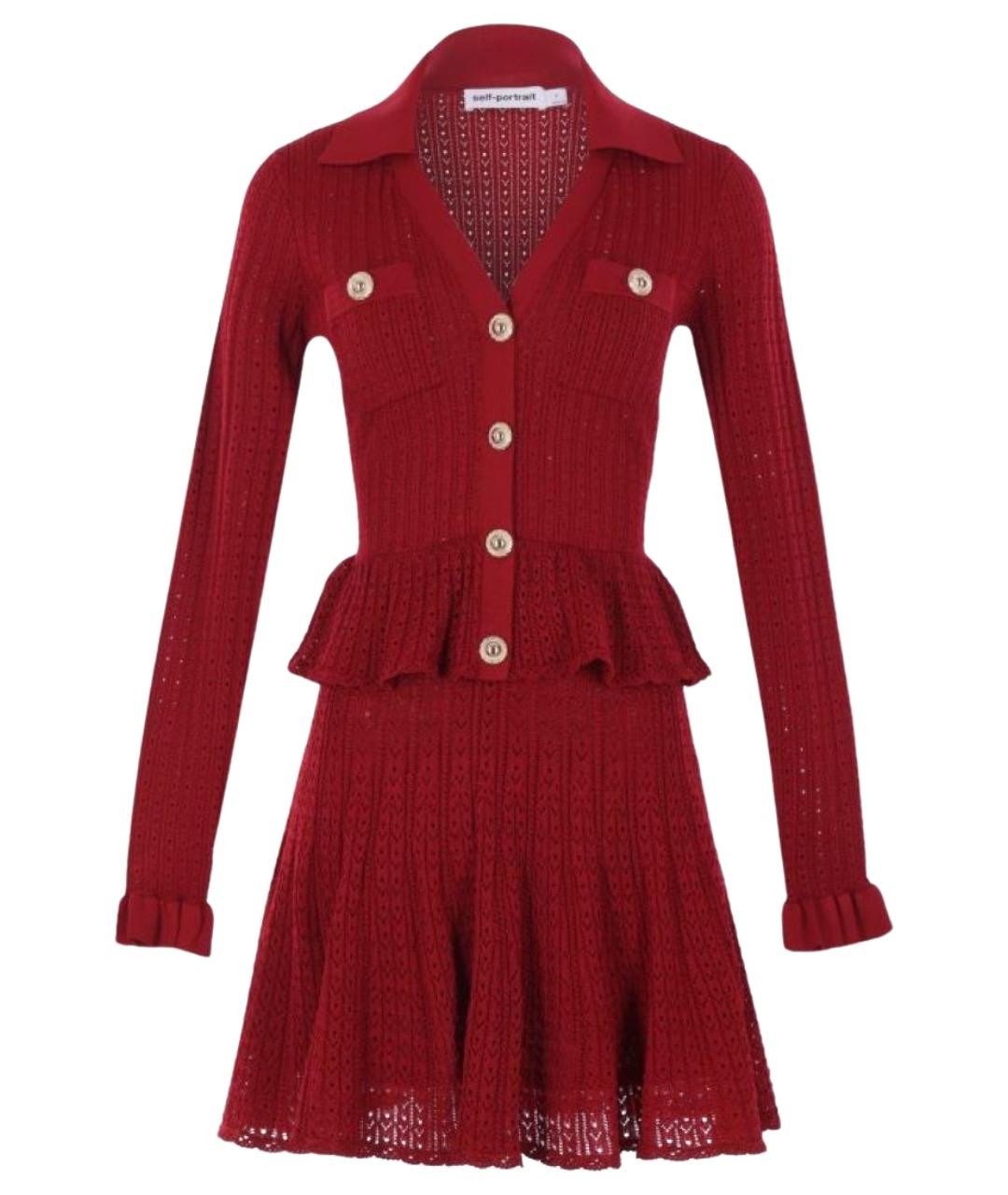 SELF-PORTRAIT Красное вискозное повседневное платье, фото 1