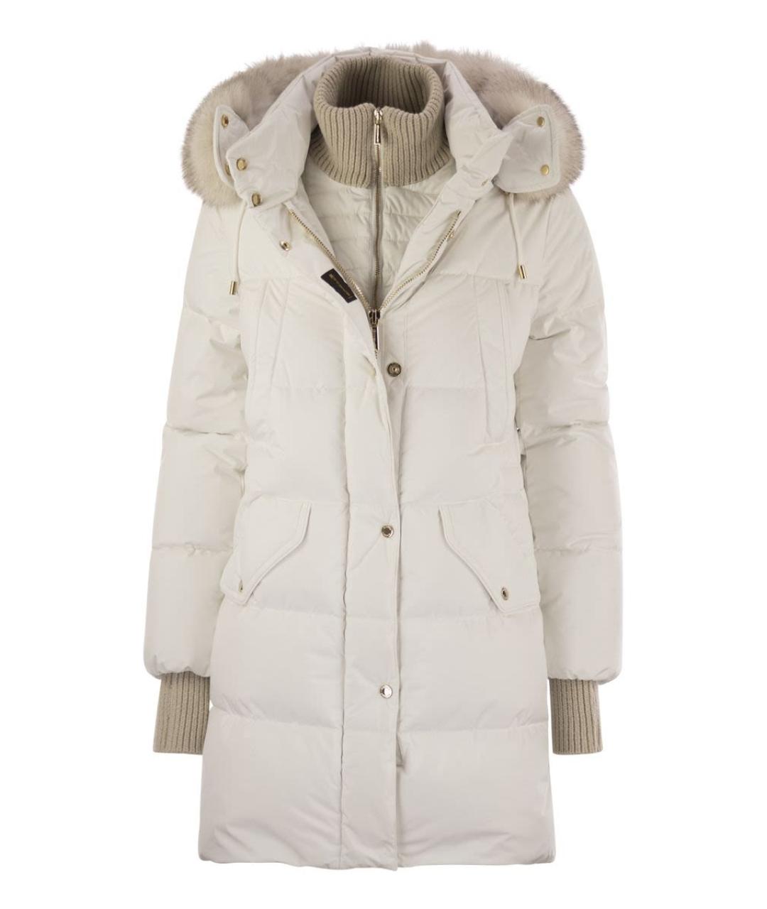 MOORER Белая полиэстеровая куртка, фото 1