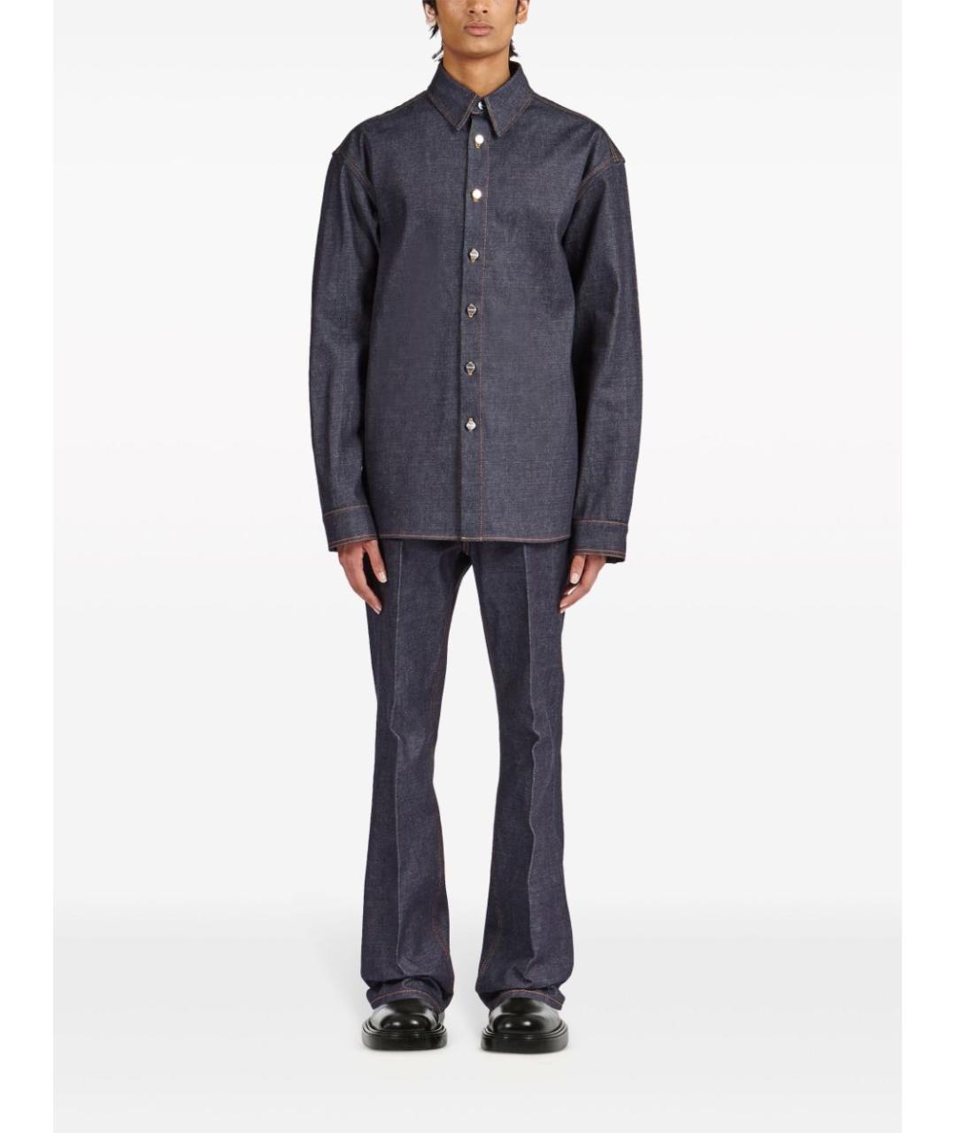 FERRAGAMO Синяя хлопковая кэжуал рубашка, фото 3