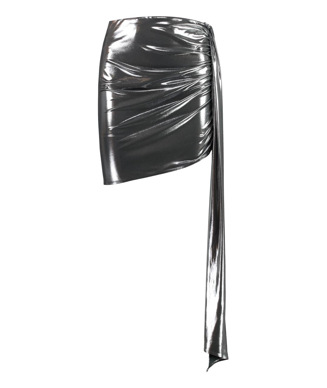 MAGDA BUTRYM Серебряная полиэстеровая юбка мини, фото 1