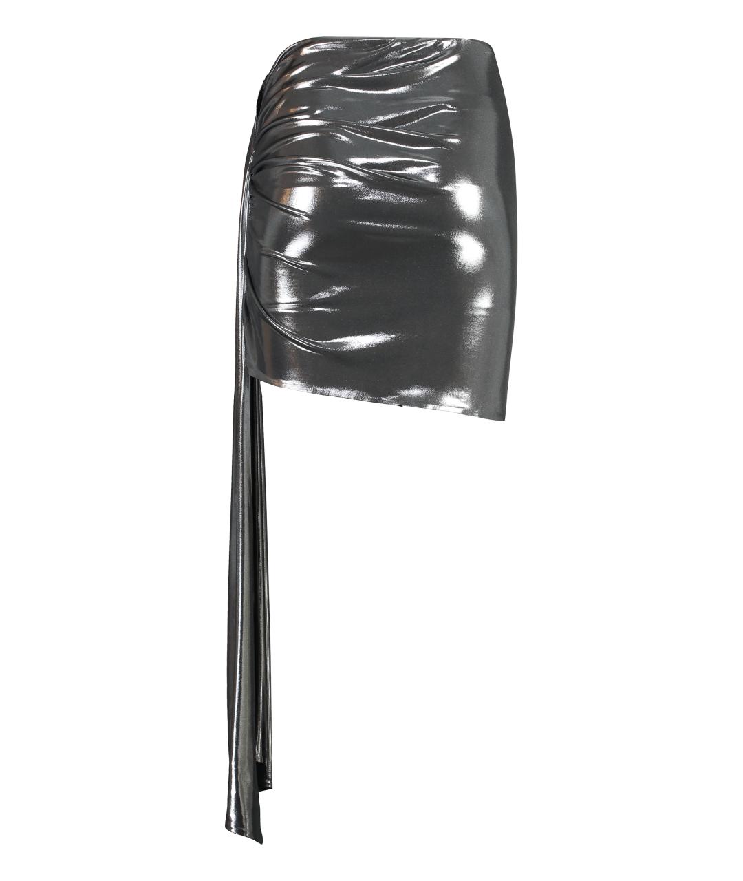 MAGDA BUTRYM Серебряная полиэстеровая юбка мини, фото 2