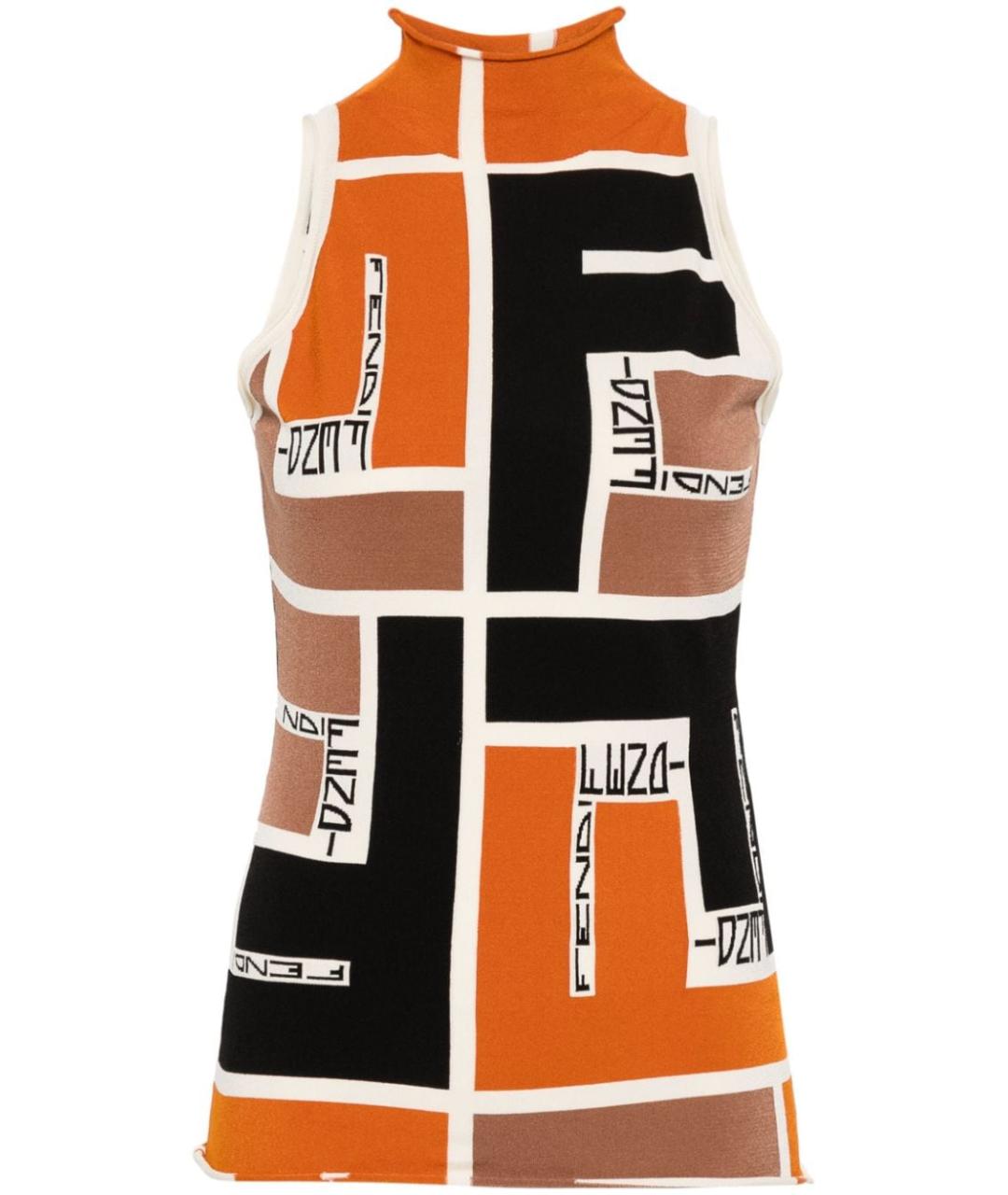 FENDI Оранжевая полиамидовая майка, фото 1