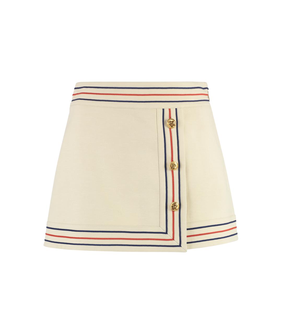 GUCCI Белая хлопковая юбка мини, фото 1