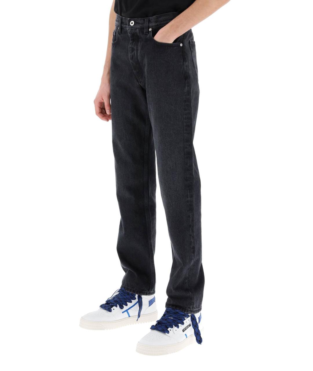 OFF-WHITE Черные хлопковые джинсы скинни, фото 4