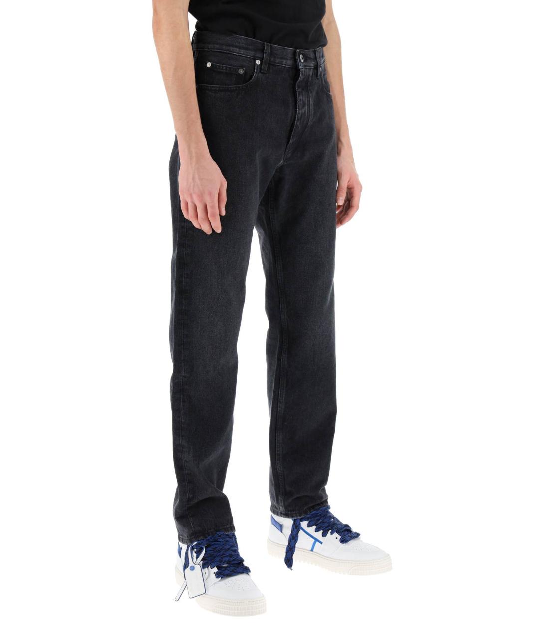 OFF-WHITE Черные хлопковые джинсы скинни, фото 2