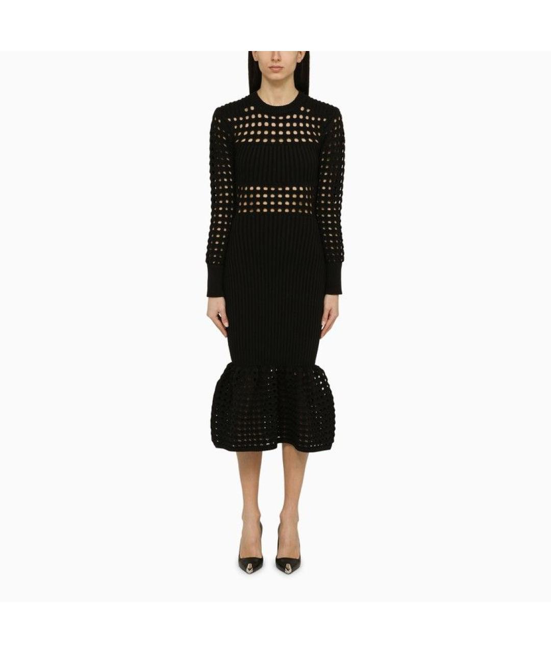 ALEXANDER MCQUEEN Черное хлопковое повседневное платье, фото 2