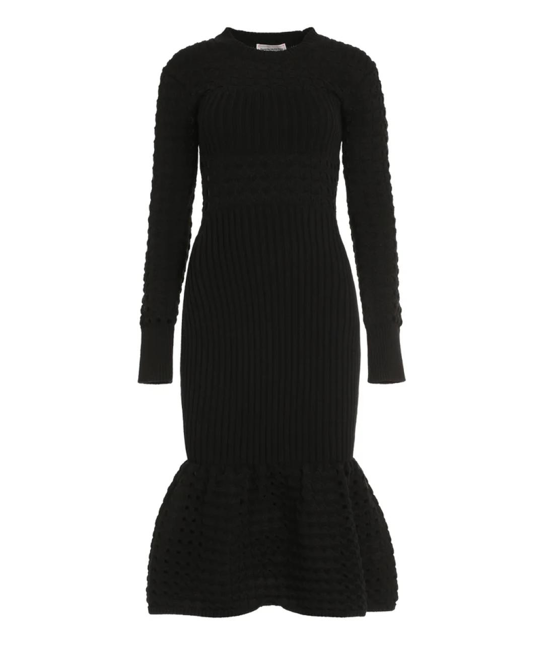 ALEXANDER MCQUEEN Черное хлопковое повседневное платье, фото 1