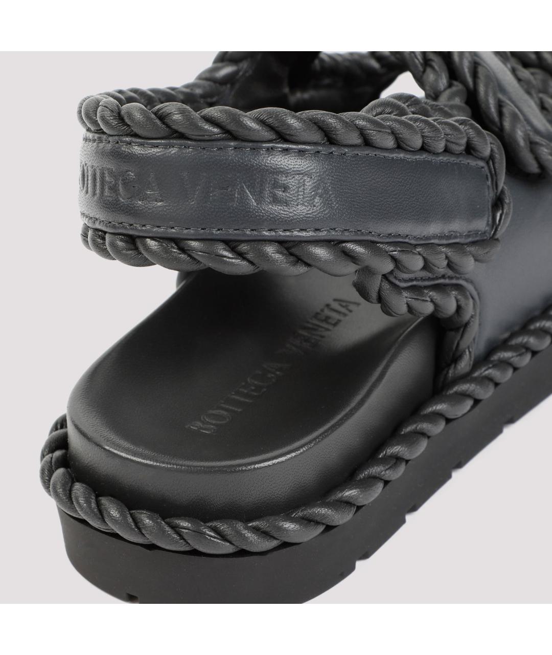 BOTTEGA VENETA Серые кожаные сандалии, фото 4