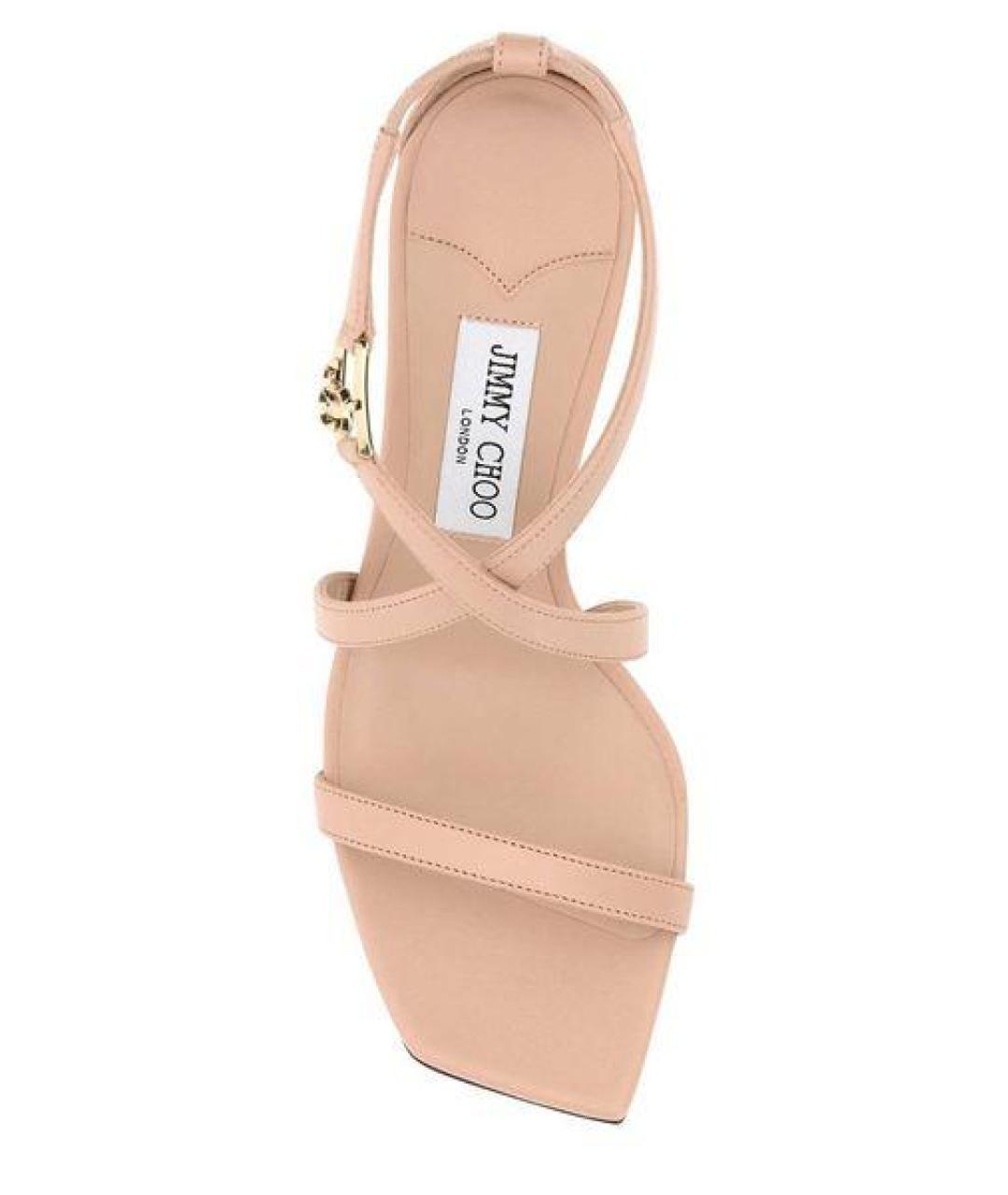 JIMMY CHOO Бежевые кожаные сандалии, фото 3