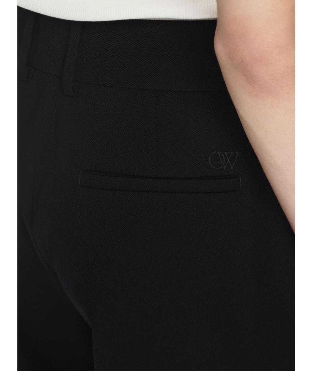 OFF-WHITE Черные шерстяные прямые брюки, фото 4