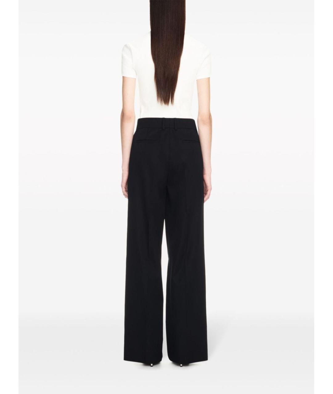 OFF-WHITE Черные шерстяные прямые брюки, фото 5