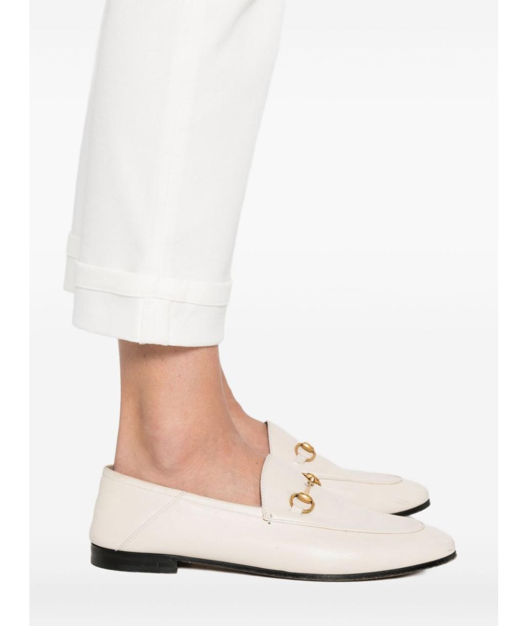 'S MAX MARA Белые хлопко-эластановые прямые брюки, фото 3