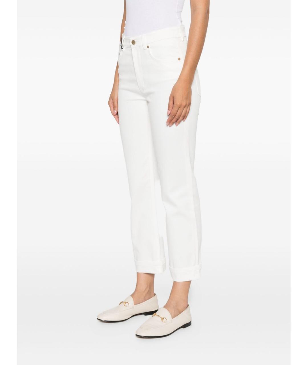 'S MAX MARA Белые хлопко-эластановые прямые брюки, фото 2