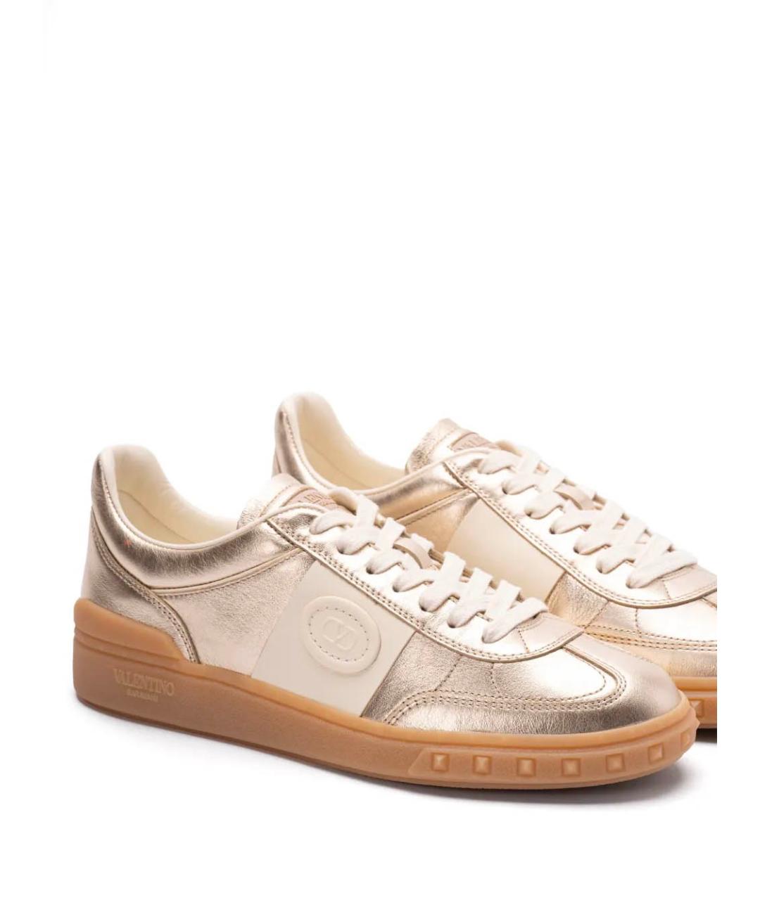 VALENTINO Золотые кожаные кроссовки, фото 5