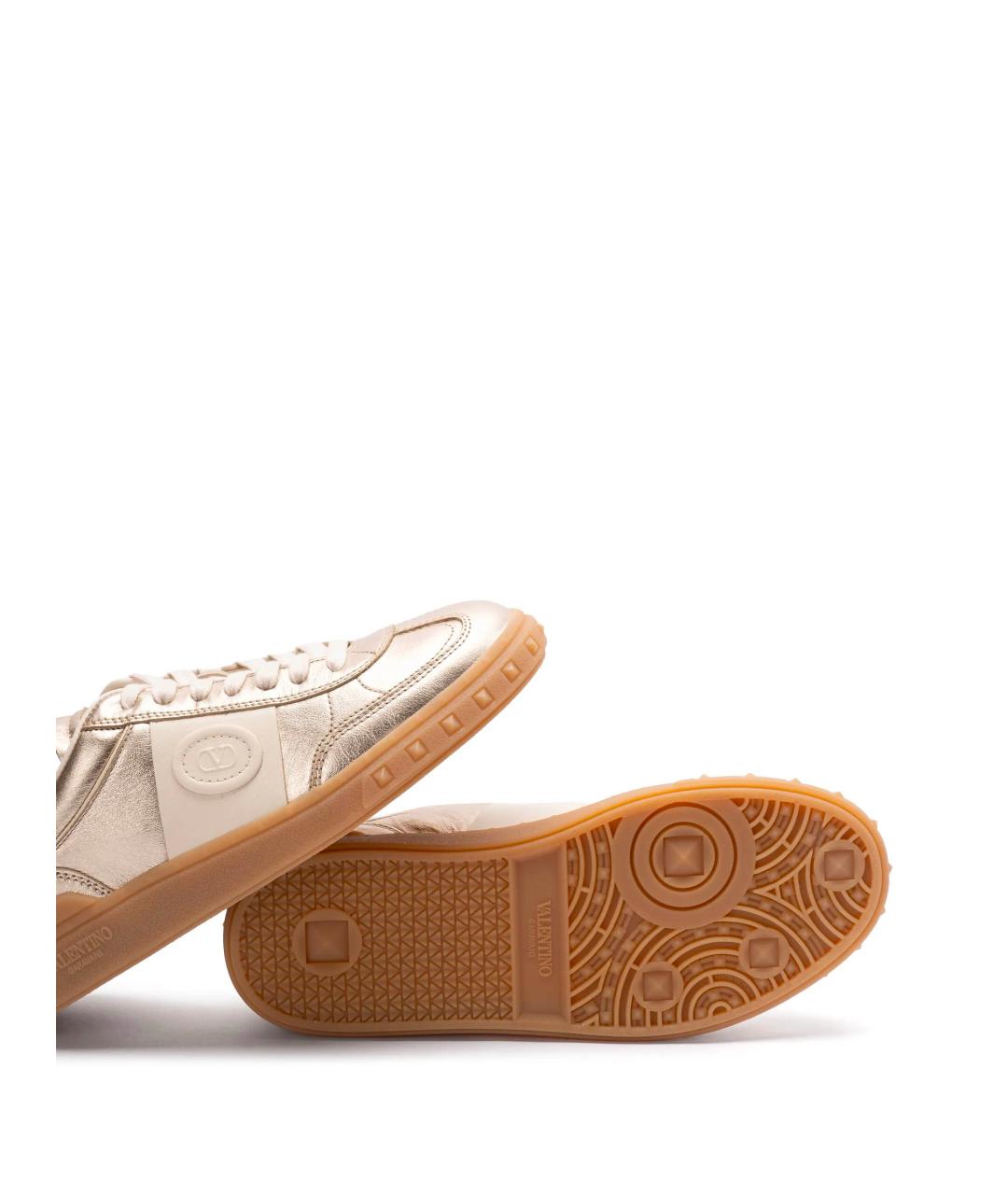 VALENTINO Золотые кожаные кроссовки, фото 2