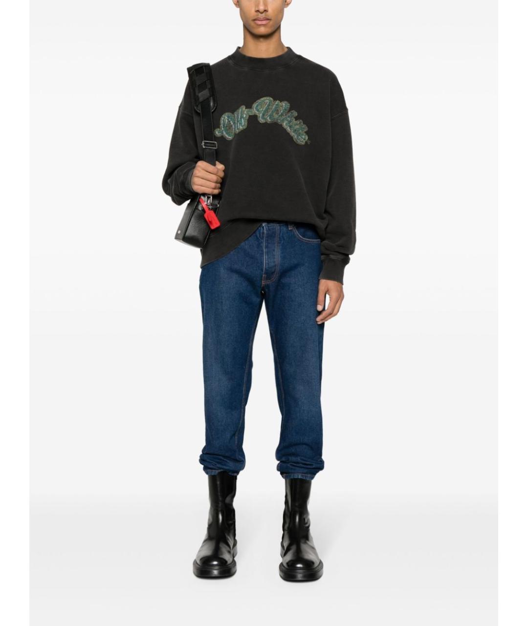 OFF-WHITE Синие хлопковые прямые джинсы, фото 2