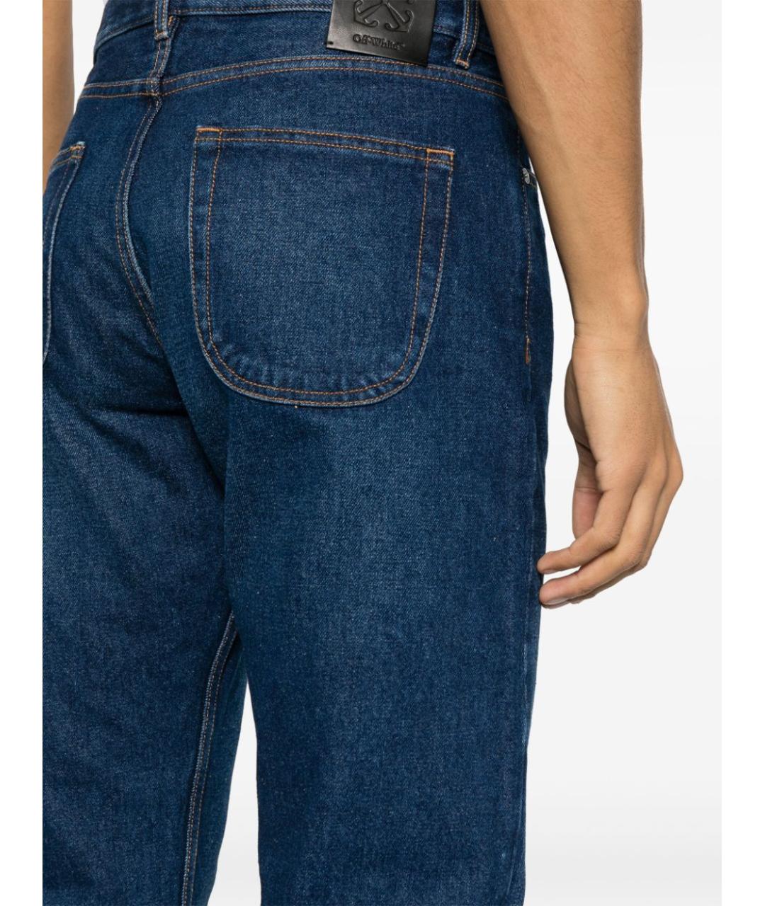 OFF-WHITE Синие хлопковые прямые джинсы, фото 5