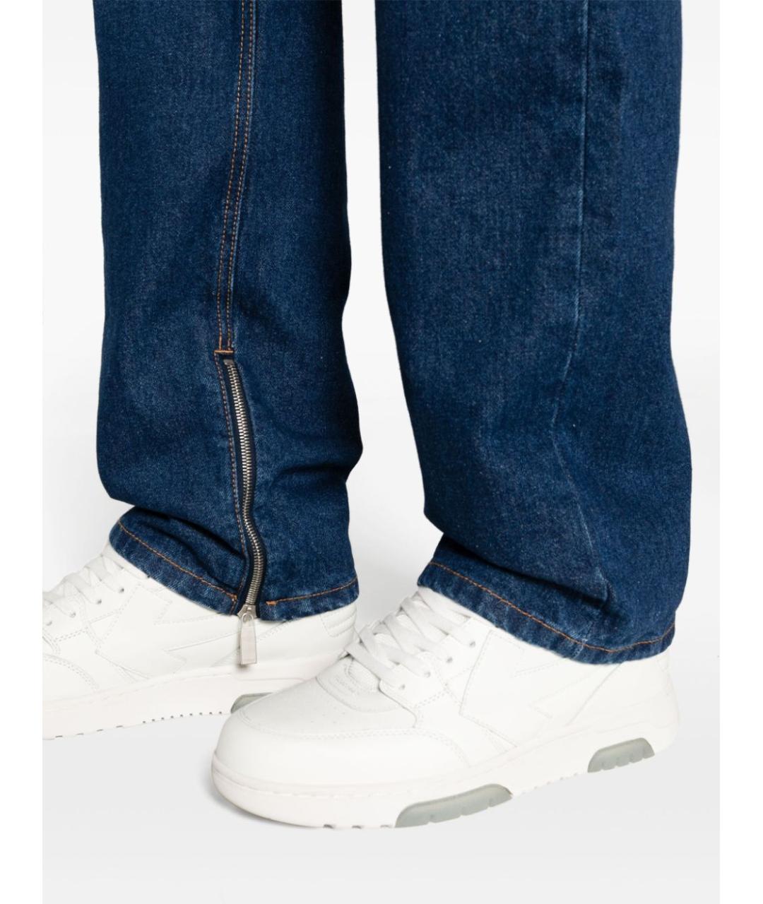 OFF-WHITE Синие хлопковые прямые джинсы, фото 5